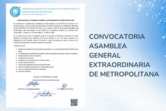 CONVOCATORIA ASAMBLEA GENERAL EXTRAORDINARIA DE METROPOLITANA